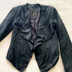 Black leather fringe jacket